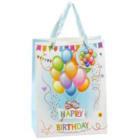 Cepewa verjaardag giftbags/cadeau tasjes - blauw - happy birthday - ballonnen - 17 x 23 x 9 cm