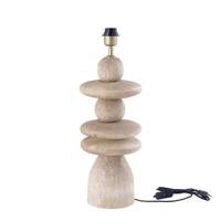 PTMD Callain Natural mango wood table lamp base round - thumbnail