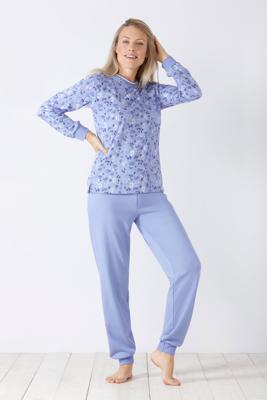 Blauwe omgekeerde badstof pyjama Hajo