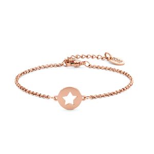 CO88 Collection Inspirational 8CB 90409 Stalen Armband met Hanger - Ster 10 mm - Lengte 16,5 + 3 cm - Rosékleurig