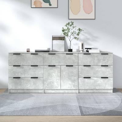3-delige Dressoirs bewerkt hout betongrijs