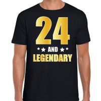 24 and legendary verjaardag cadeau t-shirt goud 24 jaar zwart voor heren - thumbnail