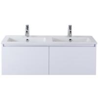 Frozen Badmeubelset 120 cm - Greeplijst in Kleur - Wit Hoogglans - Keramische Wastafel Wit Dubbel 2 Kraangaten