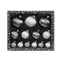 26x stuks luxe glazen kerstballen ribbel zilver 4, 6, 8 cm - Kerstbal - thumbnail