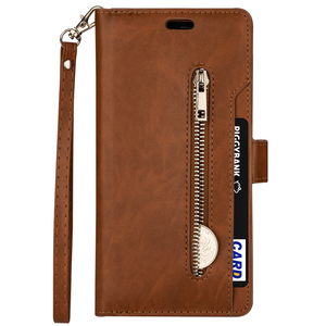 iPhone 15 Pro Max hoesje - Bookcase - Koord - Pasjeshouder - Portemonnee - Rits - Kunstleer - Bruin
