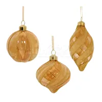 Kerstbal Glas Velvet Goud Ø8cm Assorti 1st