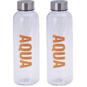 2x stuks bidon drinkfles/waterfles oranje 500 ml met schroefdop