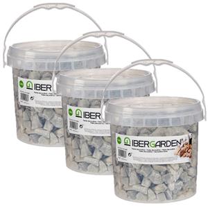 Decoratie steentjes/kiezels - 3x pakjes - lichtgrijs - grof - 3 kg - voor bloempot/plantenbak - aqua