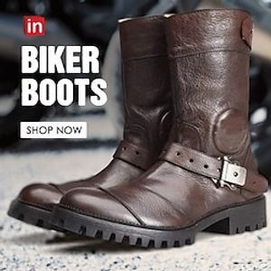 Voor heren Laarzen Cowboy westernlaarzen Motorlaarzen Retro Wandelen Casual Dagelijks Leer Comfortabel Korte laarsjes / Enkellaarsjes Leegloper Zwart Koffie Lente Herfst Lightinthebox