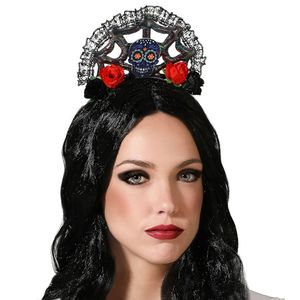 Halloween/horror verkleed diadeem/tiara hoedje - vampier queen/princess - kunststof - dames/meisjes