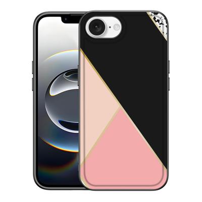iPhone 16e Backcover Zwart Roze Vormen iPhone 16e Backcover Zwart Roze Vormen
