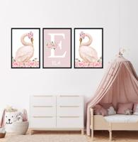 Posters - Roze Zwaan / Gepersonaliseerd / Set van 3 - thumbnail