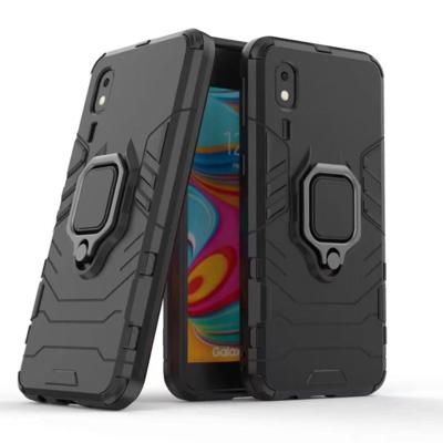 PC + TPU schokbestendige beschermende case voor Galaxy a2 core met magnetische ring houder (zwart)