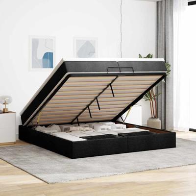 Ottoman bed met matrassen 200x200cm stof zwart