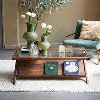Light & Living Salontafel 'Yuki' Acaciahout en glas, 112 x 70cm