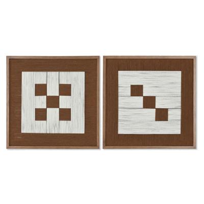 Schilderij Home ESPRIT Wit Bruin Beige Modern Stads 50 x 3 x 50 cm (2 Stuks)