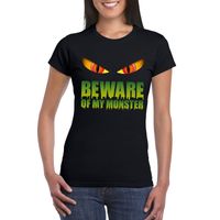 Beware of my monster Halloween t-shirt zwart dames - thumbnail