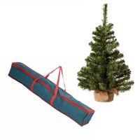 Volle kerstboom in jute zak 60 cm kunstbomen inclusief opbergzak - thumbnail
