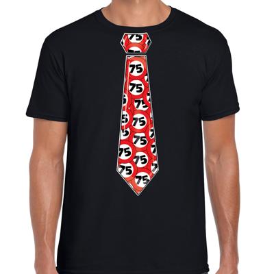Cadeau T-shirt voor heren - 75 jaar - zwart - stopbord leeftijden - verjaardag Cadeau T-shirt voor heren - 75 jaar - zwart - stopbord leeftijden - verjaardag