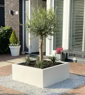 GLM plantenbak Lyon met bodem Wit 75x75x40cm