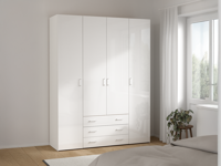 Kast SPACIO 4 deuren 3 lades wit/glanzend wit