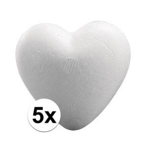 Piepschuim hobby vormen hartje - 5x - wit - van 12 cm - knutselen figuren