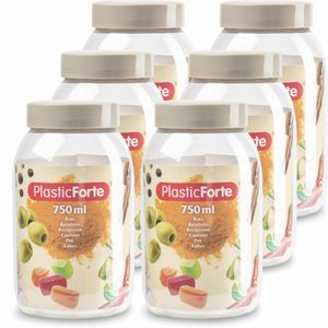 Voorraadpot/bewaarpot - 10x - 750 ml - kunststof - beige - B9 x H15 cm