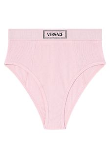 Versace culotte nervurée à taille logo - Rose