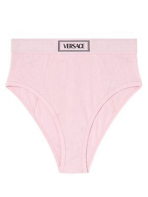 Versace culotte nervurée à taille logo - Rose