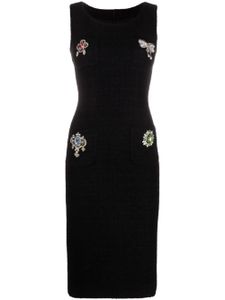 Moschino robe mi-longue à détails appliqués - Noir