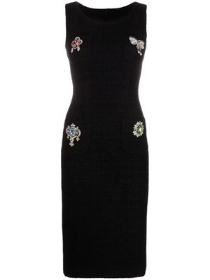 Moschino robe mi-longue à détails appliqués - Noir