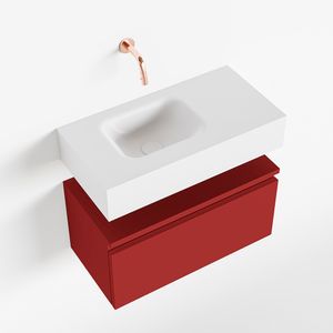 Toiletmeubel Mondiaz Andor | 60 cm | Meubelkleur Fire | Lex vrijhangend wastafel Talc Links | Zonder kraangat