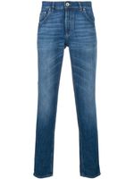 Brunello Cucinelli jean slim à effet délavé - Bleu