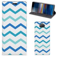 Sony Xperia 10 | Hoesje met Magneet | Zigzag Blauw Sony Xperia 10 | Hoesje met Magneet | Zigzag Blauw