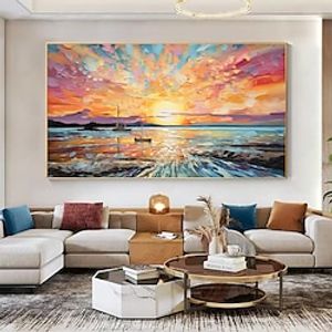 handgemaakte olieverf canvas kunst aan de muur decor originele zonsondergangen vol voor huisdecoratie met uitgerekt frame zonder binnenframe schilderij miniinthebox
