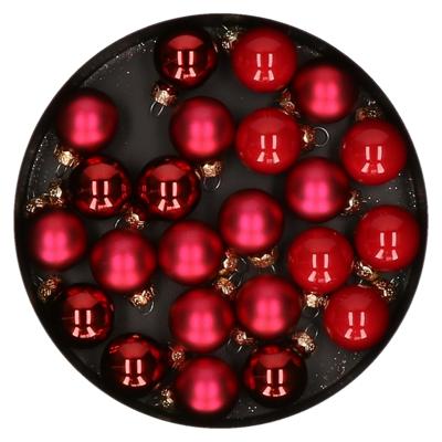 Mini kerstballen - 48x stuks - rood - glas - 2,5 cm