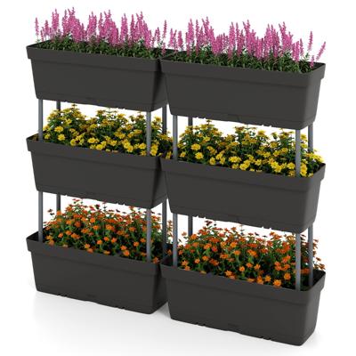 6 Stuks Bloembakken met Drainsysteem Plantenbakken Verticale Verhoogde Tuin Plantenpotten Zwart