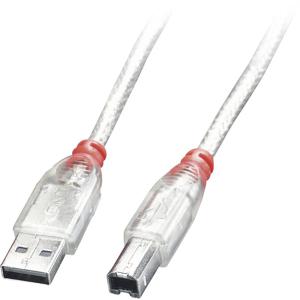 LINDY USB-kabel USB 2.0 USB-A stekker, USB-B stekker 0.50 m Transparant 41751