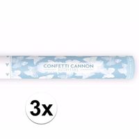 3x Confetti kanon witte vlinders 40 cm