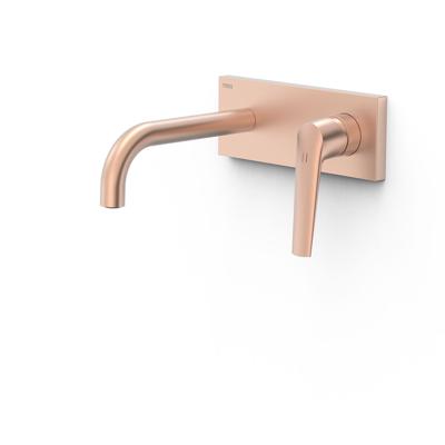 Wastafelkraan Inbouw Tres Fuji 18 Cm Met Bedieningsplaat Mat Rose Gold
