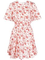 Ports 1961 robe courte froncée à fleurs - Rouge