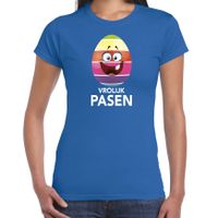 Paasei vrolijk Pasen t-shirt blauw voor dames - Paas kleding / outfit - thumbnail