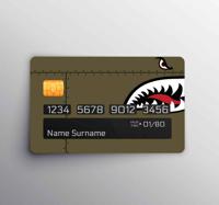 Decoratie stickers creditcard Groen militair haaiengezicht - thumbnail