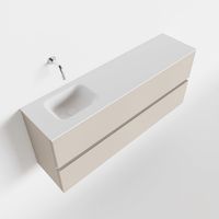 Toiletmeubel Mondiaz Ada | 120 cm | Meubelkleur Linen | Lex wastafel Talc Links | Zonder kraangat