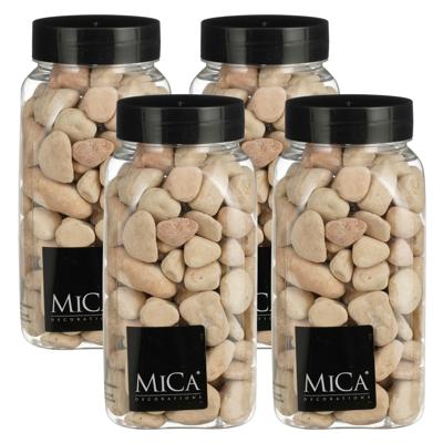 Mica Decorations decoratie stenen - 4x - 650ml - groot - licht beige mix - hobby steentjes Mica Decorations decoratie stenen - 4x - 650ml - groot - licht beige mix - hobby steentjes
