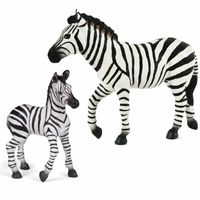 Plastic speelgoed dieren figuren setje zebra familie van moeder en kind - thumbnail