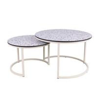 Ronde salontafel set Lucca XL 75 en 58 cm ivoor