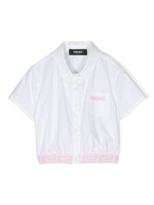 Versace Kids chemise en coton à logo brodé - Blanc