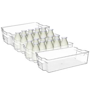 Koelkast/keuken organizer bak - 4x - transparant - kunststof - L37 x B21 x H10 cm - groente lade