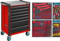 HAZET Gereedschapwagen - Assistent 179NX - assortiment 179NX-7/70KV - 70-delig - Laden, ondiep: 5× 81 x 522 x 398 mm - Laden, diep: 2× 166 x 522 x 398